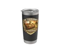 Born To Kubb Regalo divertido My THerapist has Wooden Blocks Vaso térmico de acero inoxidable de doble pared