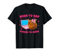 Born to Nap Forced to Work Funny Crying Cat Girl Meme Laptop Camiseta
