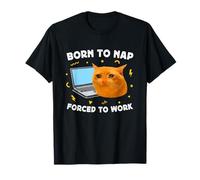 Born to Nap Forced to Work Funny Crying Cat Meme Laptop Camiseta