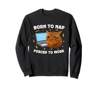 Born to Nap Forced to Work Funny Crying Cat Meme Laptop Sudadera
