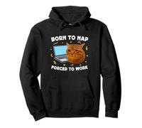 Born to Nap Forced to Work Funny Crying Cat Meme Laptop Sudadera con Capucha