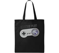 Born to Play Joystick Funny Gamer's Artwork - Bolsa de algodón ecológico natural, color negro, Black, Talla única