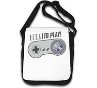 Born to Play Joystick Funny Gamer's Artwork - Bolso de hombro, color blanco, White, Talla única