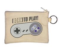 Born to Play Joystick Funny Gamer's Artwork Llavero Monedero Beige, beige, Talla única