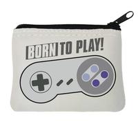 Born to Play Joystick Funny Gamer's Artwork - Monedero de neopreno (10 x 11 cm), color blanco, White, Talla única