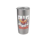 Born To Race Para Pilotos De Carreras Y Automovilismo Vaso térmico de acero inoxidable de doble pared