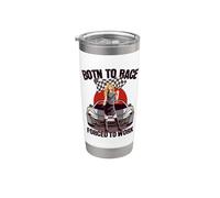 Born To Race Para Pilotos De Carreras Y Automovilismo Vaso térmico de acero inoxidable de doble pared