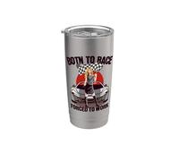 Born To Race Para Pilotos De Carreras Y Automovilismo Vaso térmico de acero inoxidable de doble pared