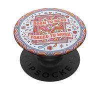 Born To Read Y2K Groovy Book Lover Librarian Purple Bookish PopSockets PopGrip Adhesivo