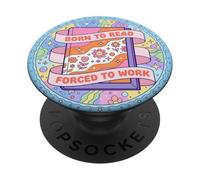 Born To Read Y2K Groovy Book Lover Librarian Purple Bookish PopSockets PopGrip Adhesivo