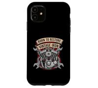Born to Restore Vintage Iron Engine Mechanic V-Twin Motor Carcasa para iPhone 11