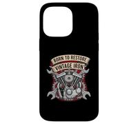 Born to Restore Vintage Iron Engine Mechanic V-Twin Motor Carcasa para iPhone 14 Pro MAX