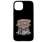 Born to Restore Vintage Iron Engine Mechanic V-Twin Motor Carcasa para iPhone 15 Plus