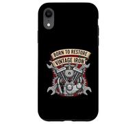 Born to Restore Vintage Iron Engine Mechanic V-Twin Motor Carcasa para iPhone XR