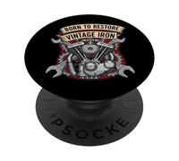 Born to Restore Vintage Iron Engine Mechanic V-Twin Motor PopSockets PopGrip Adhesivo