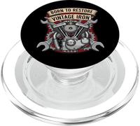 Born to Restore Vintage Iron Engine Mechanic V-Twin Motor PopSockets PopGrip para MagSafe