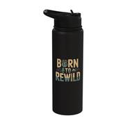 Born To Rewild - Divertido Día de la Tierra Medio Ambiente Cambio Climático Stainless Steel Insulated Water Bottle