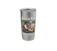 Born to Ride Forced to Clock In - Workaholic Cowboy Vaso térmico de acero inoxidable de doble pared