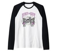 Born To Ride Wild At Heart Motorcycle Roses Camiseta Manga Raglan