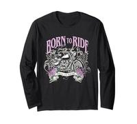 Born To Ride Wild At Heart Motorcycle Roses Manga Larga