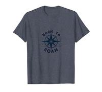 Born to Roam: Diseño de brújula Aventurero para Wanderlusters Camiseta, Hombre, Azul Jaspeado, 6XL