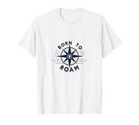 Born to Roam: Diseño de brújula Aventurero para Wanderlusters Camiseta, Hombre, Blanco, L