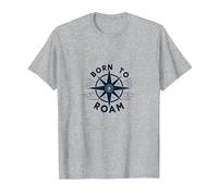 Born to Roam: Diseño de brújula Aventurero para Wanderlusters Camiseta, Hombre, Gris Jaspeado, 5XL