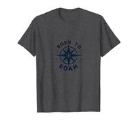 Born to Roam: Diseño de brújula Aventurero para Wanderlusters Camiseta, Hombre, Jaspeado Oscuro, 3XL