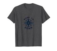 Born to Roam: Diseño de brújula Aventurero para Wanderlusters Camiseta, Hombre, Jaspeado Oscuro, L
