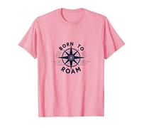 Born to Roam: Diseño de brújula Aventurero para Wanderlusters Camiseta, Hombre, Rosado, M