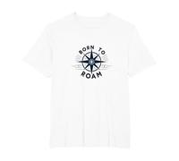 Born to Roam: Diseño de brújula Aventurero para Wanderlusters Camiseta, Hombre Tallas Grandes, Blanco, 3X Alto