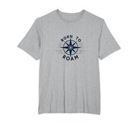 Born to Roam: Diseño de brújula Aventurero para Wanderlusters Camiseta, Hombre Tallas Grandes, Gris Jaspeado, 3X Alto