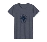 Born to Roam: Diseño de brújula Aventurero para Wanderlusters Camiseta, Mujer, Azul Jaspeado, L