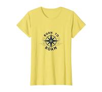 Born to Roam: Diseño de brújula Aventurero para Wanderlusters Camiseta, Mujer, Limón, L