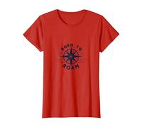 Born to Roam: Diseño de brújula Aventurero para Wanderlusters Camiseta, Mujer, Rojo, 3XL