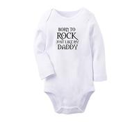 Born to Rock Just Like My Daddy Funny Mamelucos recién nacidos para bebés recién nacidos, trajes de manga larga, Blanco Tipo a, 0-6 meses