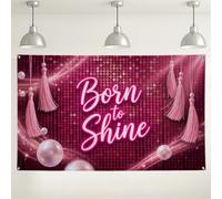 Born to Shine - Fondo de pared con purpurina de melocotón, elegantes decoraciones de fiesta, glamuroso fondo de fotografía para interiores y exteriores para celebraciones, 71 x 43 pulgadas