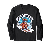 Born To Ski Kids Esquí Cita Bebé Esquiador Niños Niñas Diciendo Manga Larga