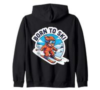 Born To Ski Kids Esquí Cita Bebé Esquiador Niños Niñas Diciendo Sudadera con Capucha