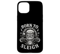 Born To Sleigh Santa Motocicleta Navidad Motorista Humor Carcasa para iPhone 15 Plus