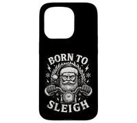 Born To Sleigh Santa Motocicleta Navidad Motorista Humor Carcasa para iPhone 15 Pro