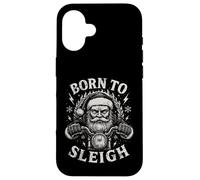 Born To Sleigh Santa Motocicleta Navidad Motorista Humor Carcasa para iPhone 16