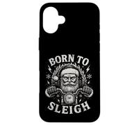 Born To Sleigh Santa Motocicleta Navidad Motorista Humor Carcasa para iPhone 16 Plus