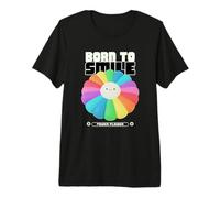 Born To Smile Funny Flower Graphic Positivo Declaración Camiseta Premium