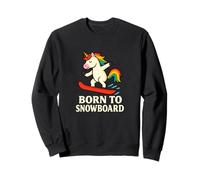 Born To Snowboard, Divertido diseño de Unicornio para Deportes de Nieve Sudadera