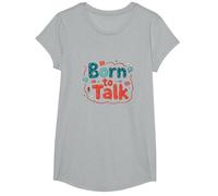 Born to Talk Speech Patología Comunicador Regalo Camiseta, Niñas, Gris Jaspeado, Pequeña