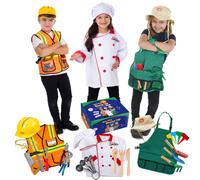 Born Toys Kids Dress Up Costumes for Toddlers - Washable Play Outfits for Boys & Girls Ages 3-7 (Worker Chef Gardener)