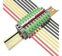 Borna Carril DIN, CTRICALVER Kit de Borneras, 10 pcs Verde Bornes Electricos, con módulos fijos, tira de marcado,carriles din y tira de conexión(2/3/4/5P)