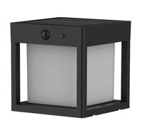 Borne de luz cuadrado con sensor de movimiento PILARO BLACK LED blanco cálido 15cm