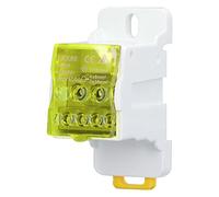 Bornes de Distribución para Carril DIN, Caja de Conexión 690V 80A en PA66 y Latón - Aislamiento Térmico, Instalación Rápida, Ideal para Aparatos Eléctricos Domésticos (Amarilla)